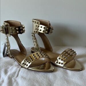 Zara Gold Sandals with Studded Straps